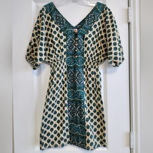 ❤️ 3 For 15 Juicy Couture Green and Blue Puff Sleeve Dress